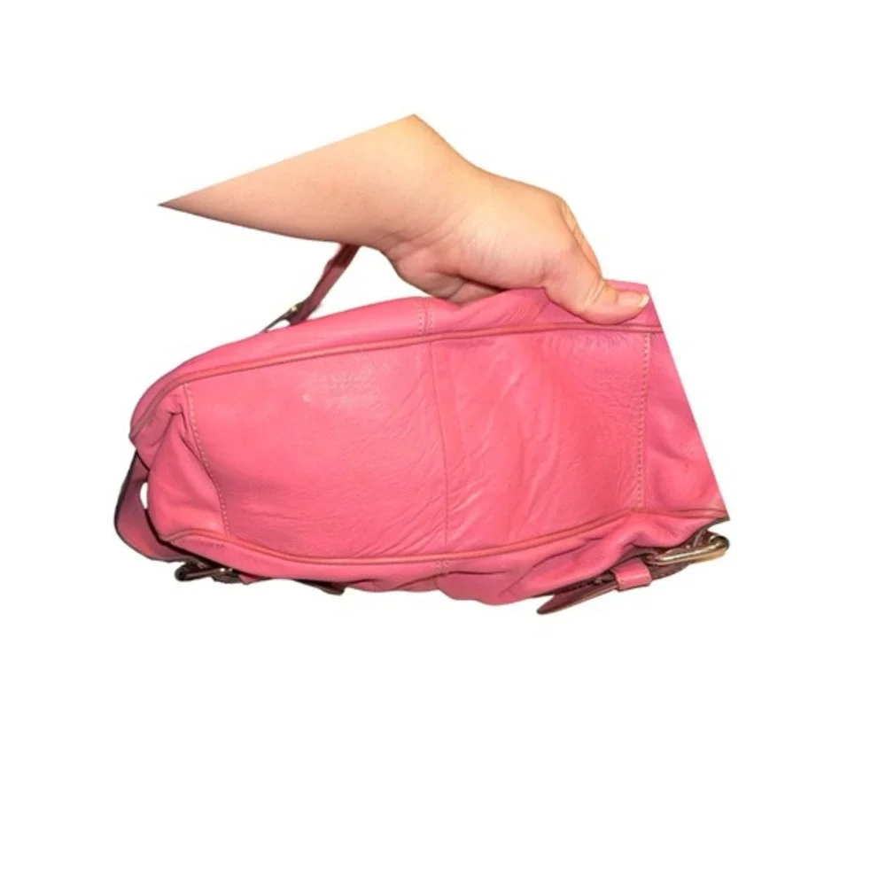 VTG Y2K Franco‎ Sarto pink  100% Genuine Leather Shoulder hobo bag buckle accent